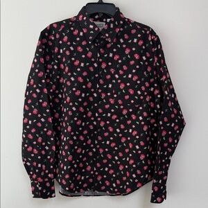 Men's Black Patterned Button Down Shirt